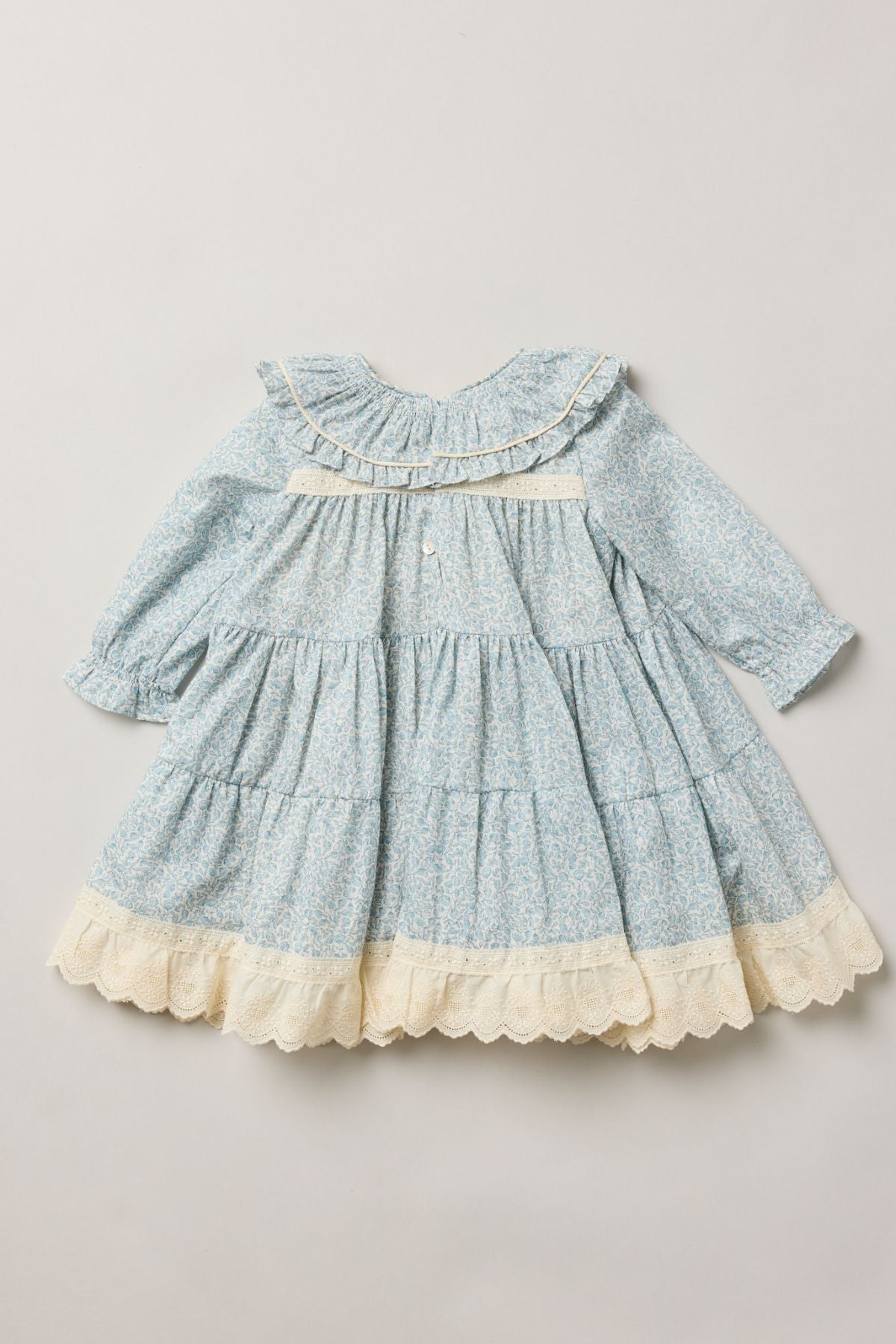 Baby Raspberry Dress in Blue Flower - Strawberries & Cream 