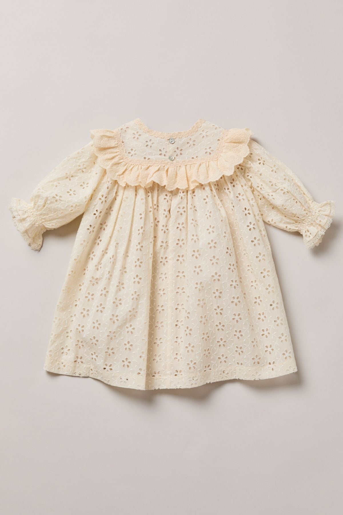 Baby Salt Dress in Cream Broderie - Strawberries & Cream 