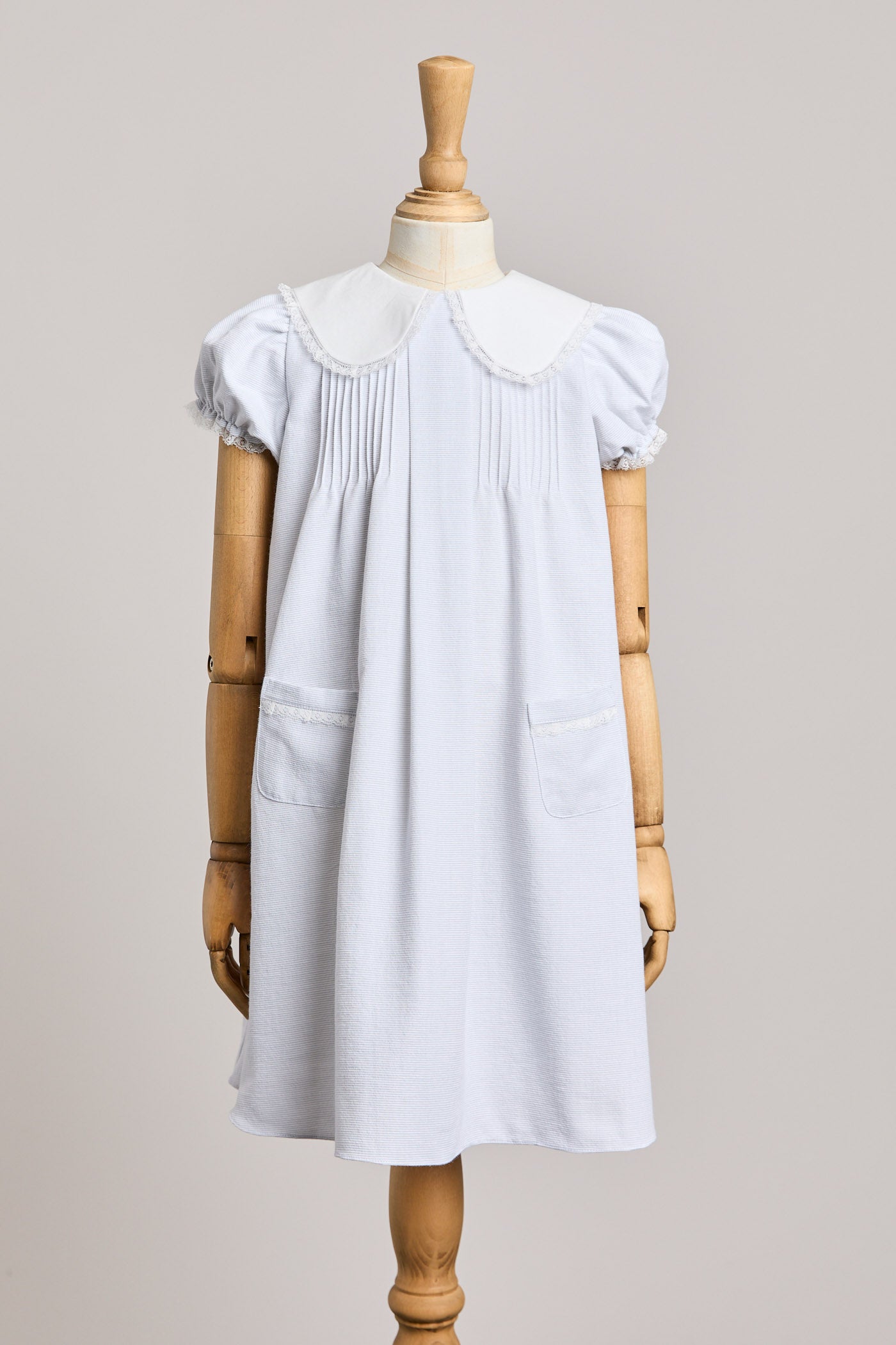 Bubble Dress in Plain Stripes Grey - Designed by Ingrid Lewis - Strawberries & Cream