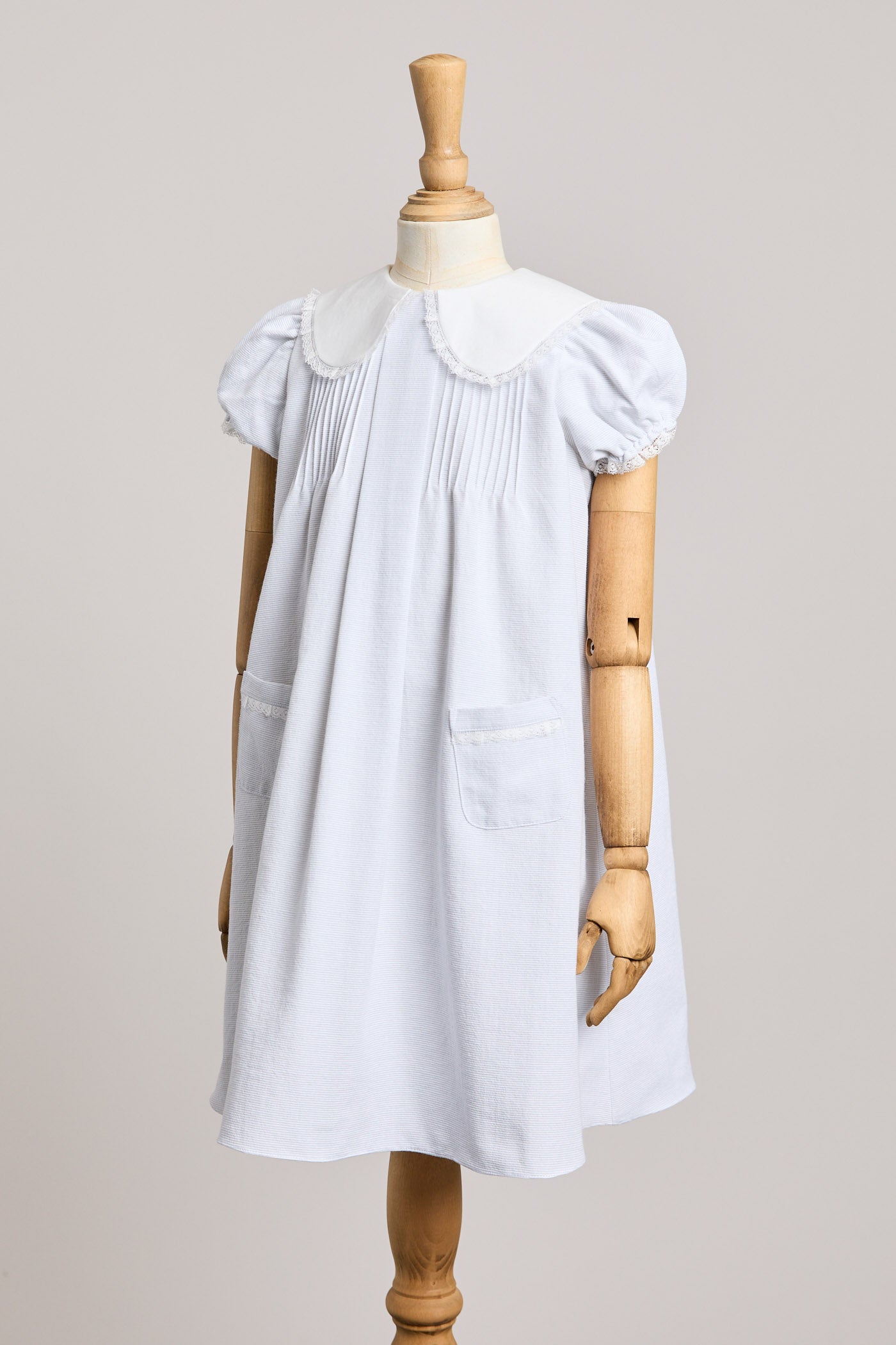 Bubble Dress in Plain Stripes Grey - Designed by Ingrid Lewis - Strawberries & Cream