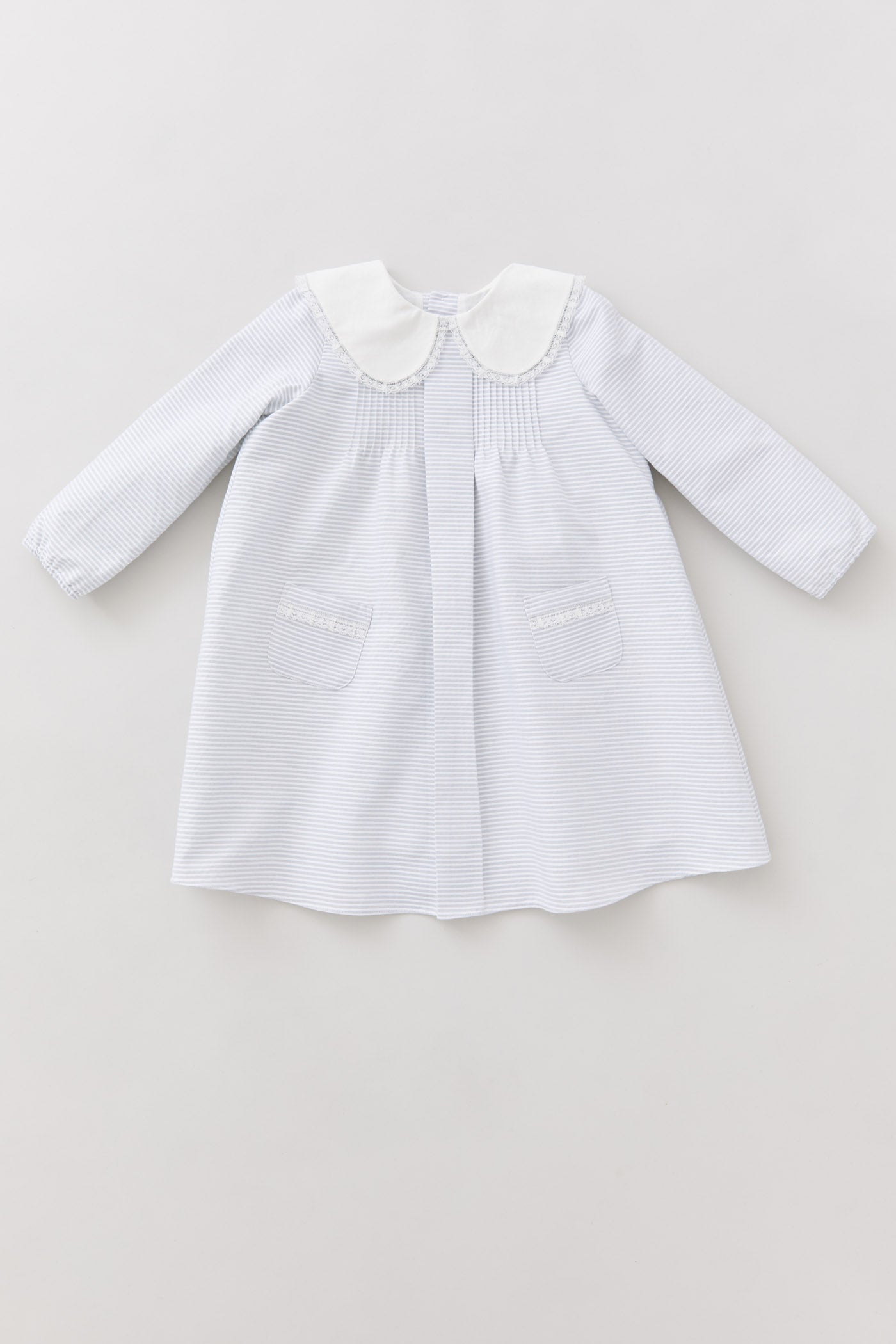 Bubble Dress Long Sleeve in Grey Stripes - Designed by Ingrid Lewis - Strawberries & Cream