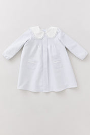 Bubble Dress Long Sleeve in Grey Stripes - Designed by Ingrid Lewis - Strawberries & Cream