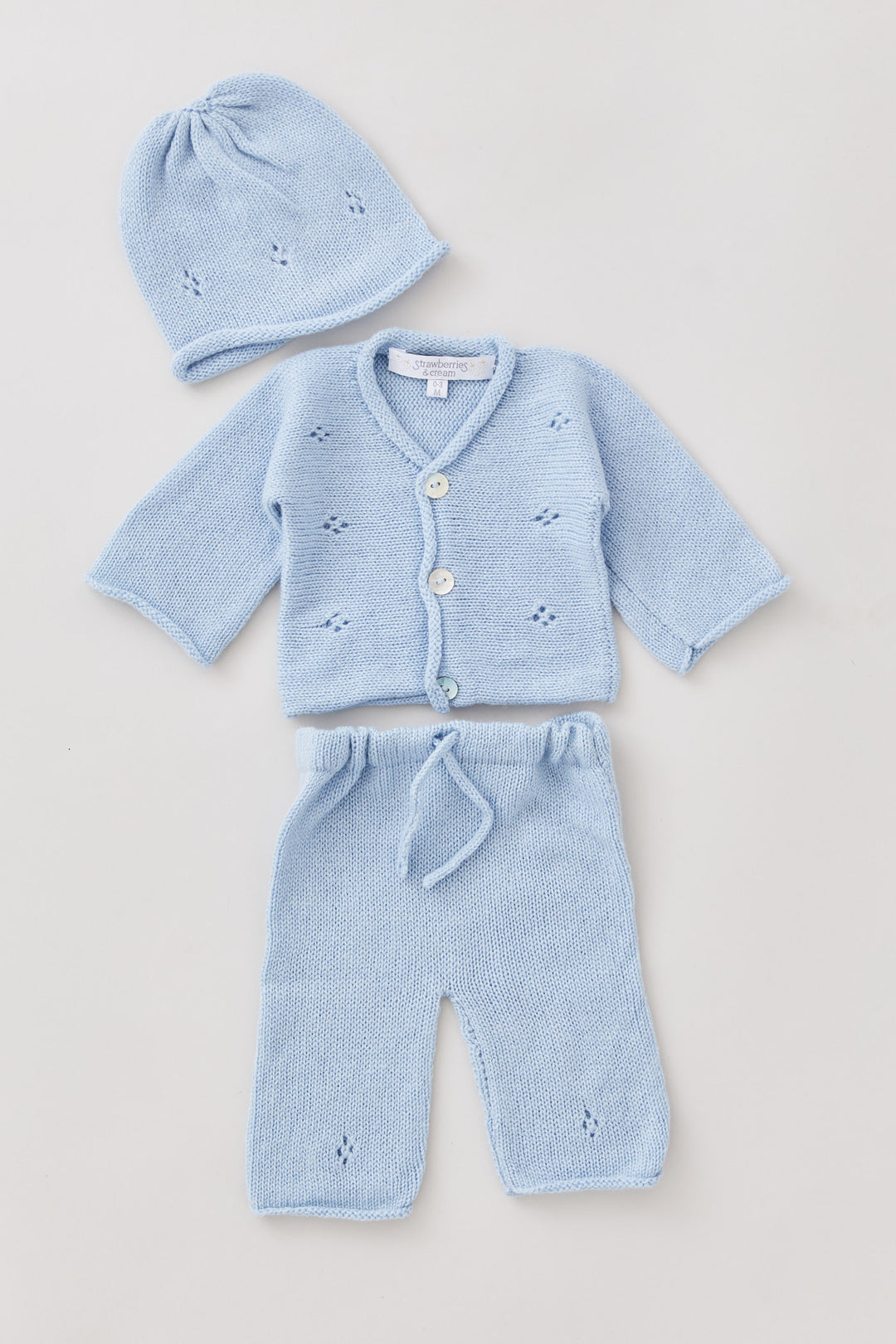 Cashmere Diamond 3 Pieces With Sweater Set in Baby Blue - Designed by Ingrid Lewis - Strawberries & Cream
