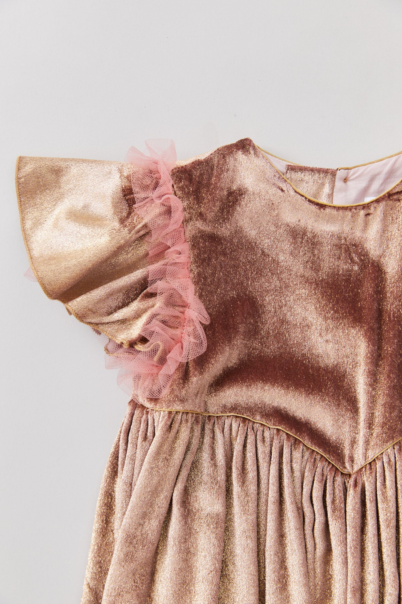 Cream Dress Gold Velvet - Occasional Party- Designed by Ingrid Lewis - Strawberries & Cream