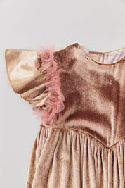 Cream Dress Gold Velvet - Occasional Party- Designed by Ingrid Lewis - Strawberries & Cream