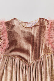 Cream Dress Gold Velvet - Occasional Party- Designed by Ingrid Lewis - Strawberries & Cream