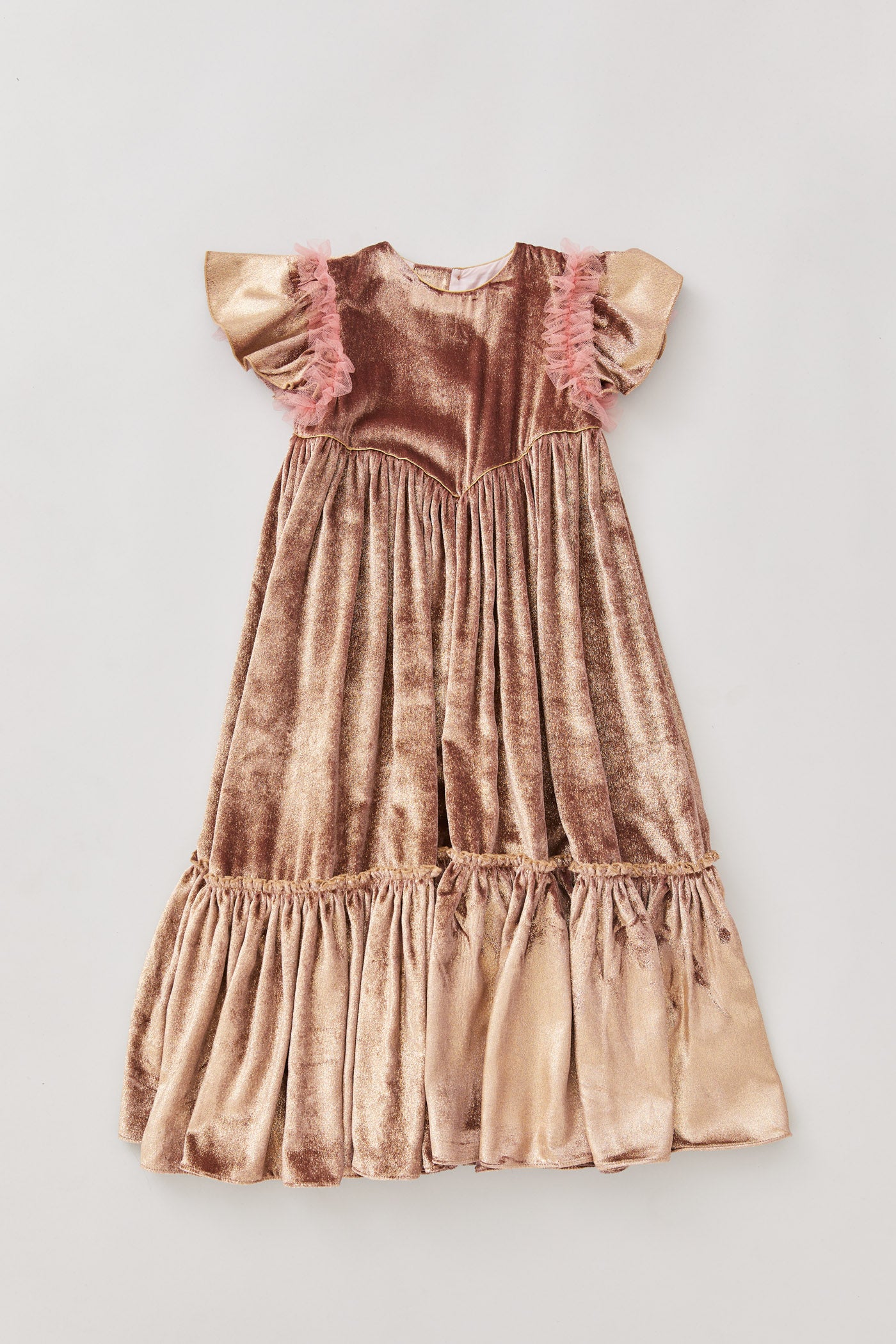 Cream Dress Gold Velvet - Occasional Party- Designed by Ingrid Lewis - Strawberries & Cream