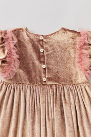 Cream Dress Gold Velvet - Occasional Party- Designed by Ingrid Lewis - Strawberries & Cream