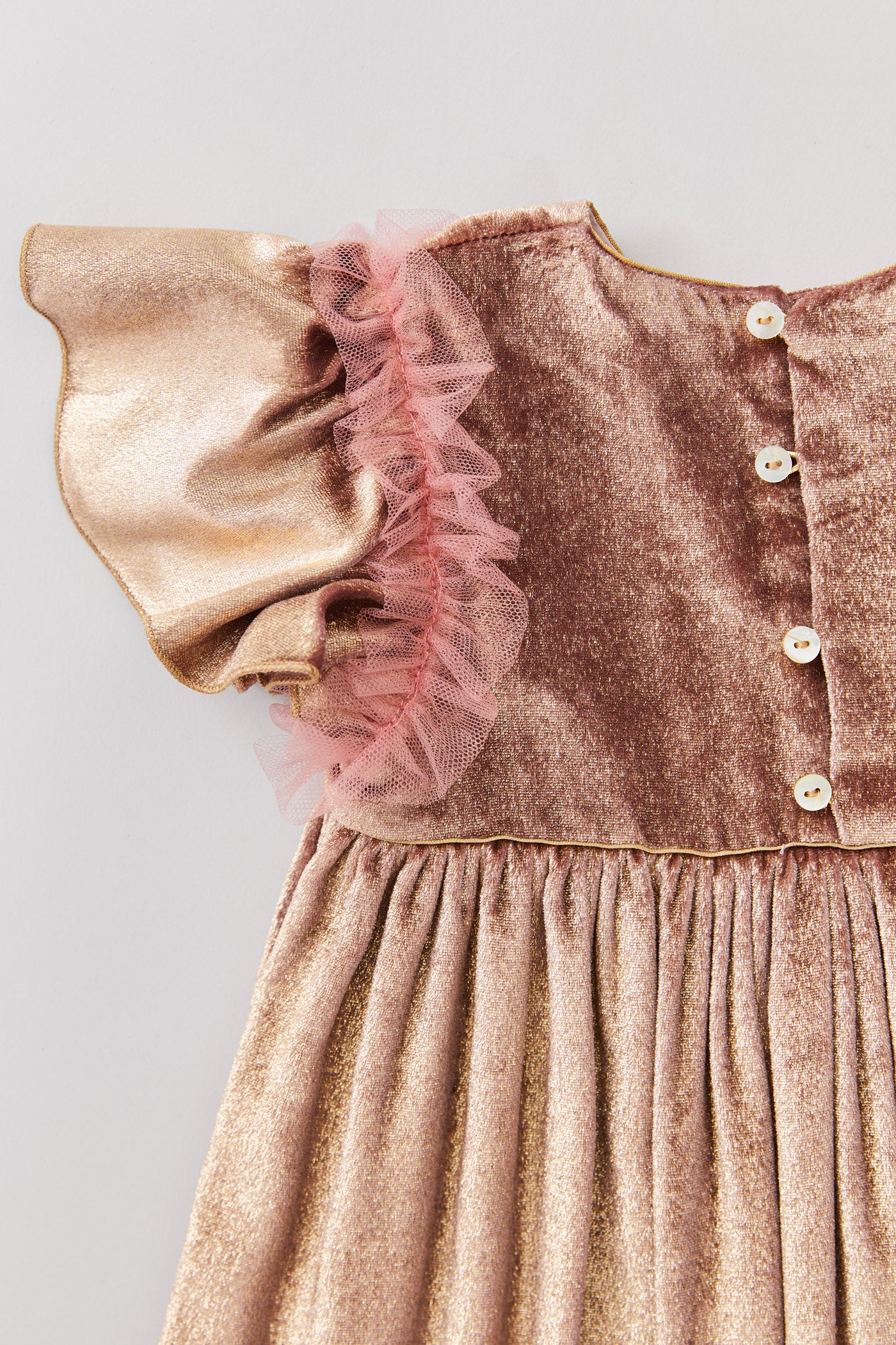 Cream Dress Gold Velvet - Occasional Party- Designed by Ingrid Lewis - Strawberries & Cream