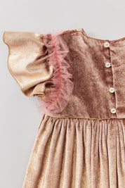 Cream Dress Gold Velvet - Occasional Party- Designed by Ingrid Lewis - Strawberries & Cream