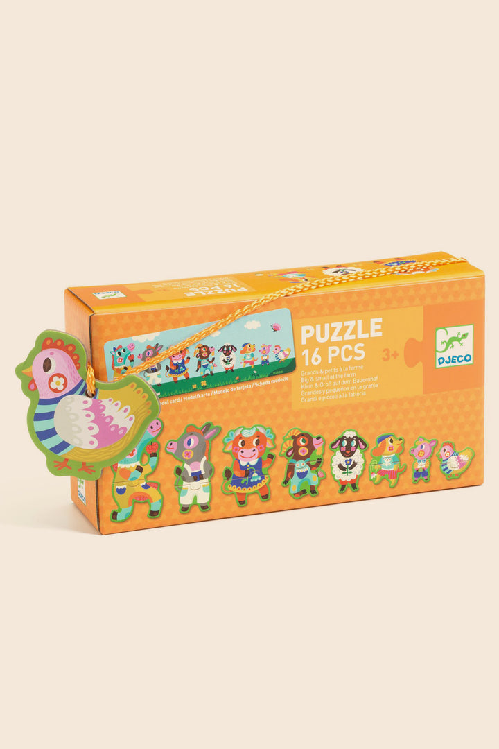 Djeco - Puzzle Big and Small all at the Farm