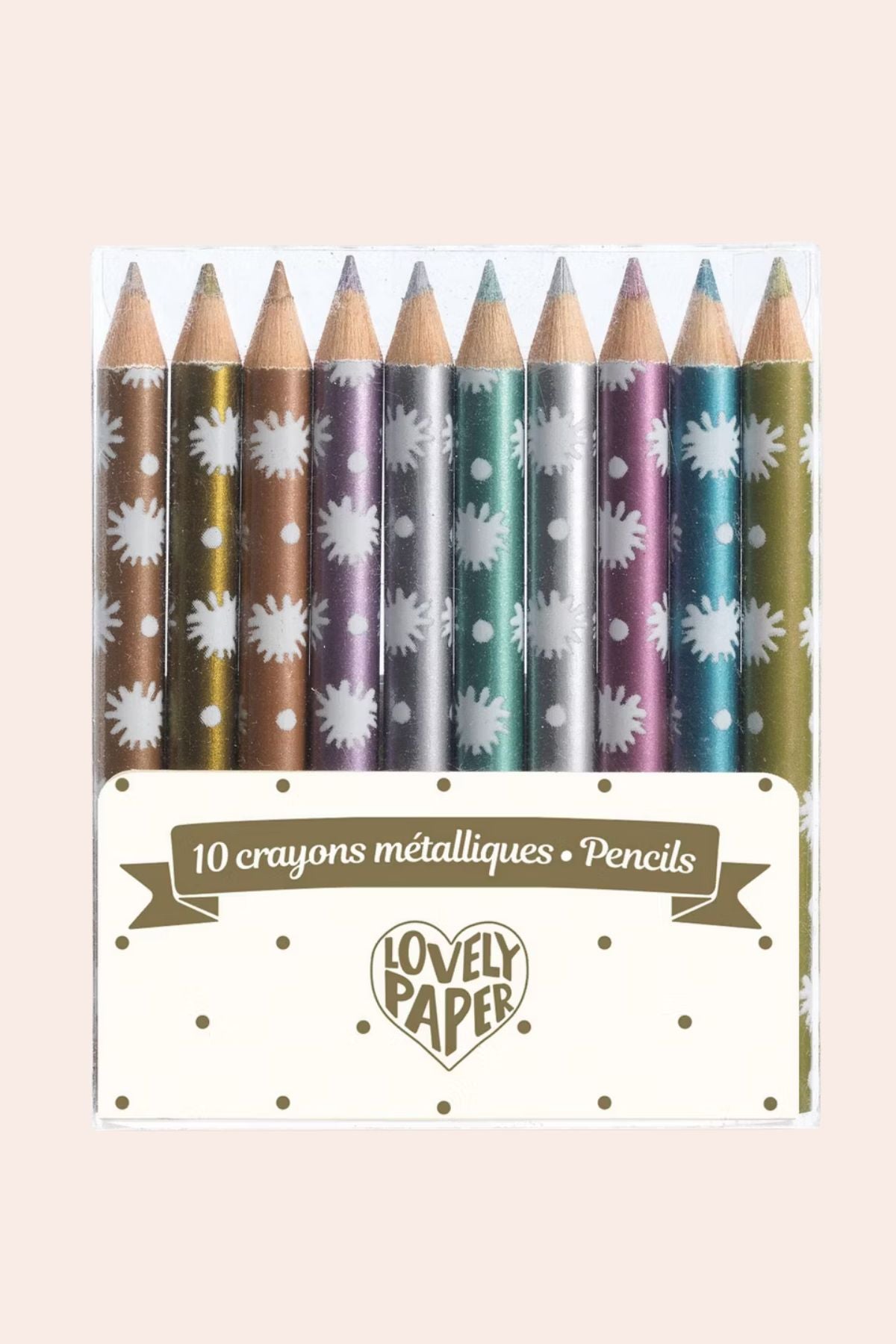 Djeco -10 Mini Metallic Pencils - Strawberries & Cream 