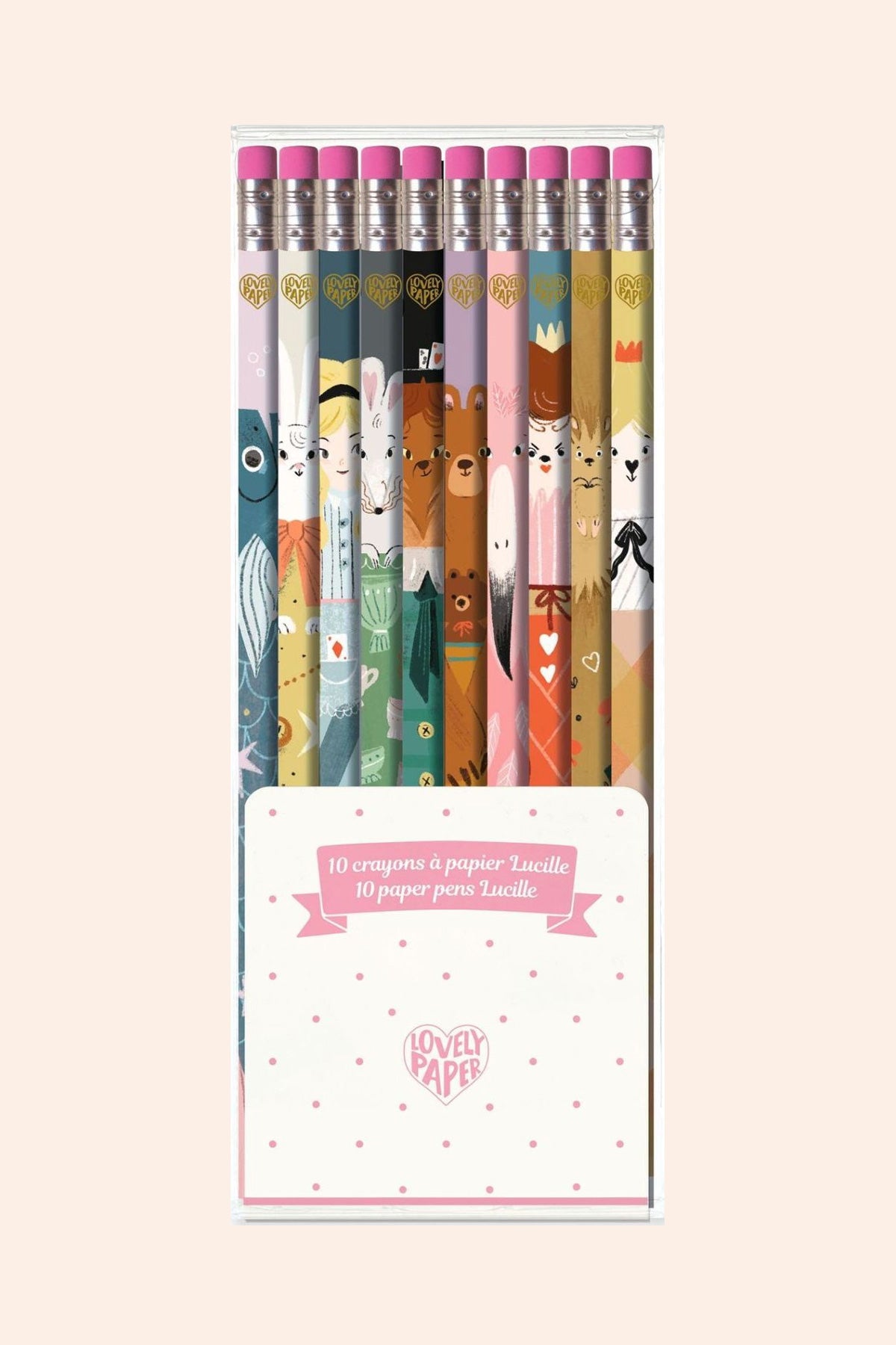 Djeco - 10 Paper Pens - Lucille - Strawberries & Cream 10 Paper Pens -  Lucille