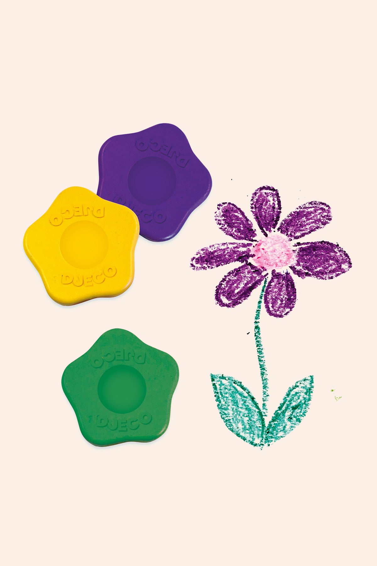Djeco - 12 Flower Crayons - Strawberries & Cream  - Ingrid Lewis - Designer