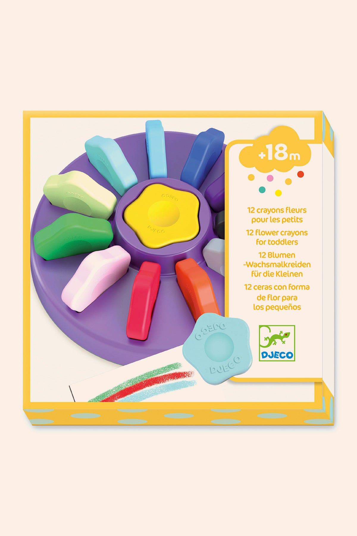 Djeco - 12 Flower Crayons - Strawberries & Cream Djeco - 12 Flower Crayons - Ingrid Lewis - Designer