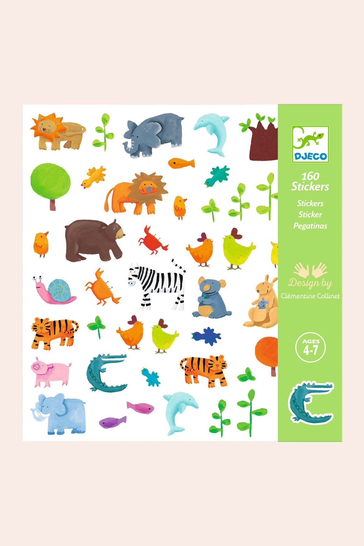 Djeco - 160 Stickers - Animals - Strawberries & Cream  - Ingrid Lewis - Designer