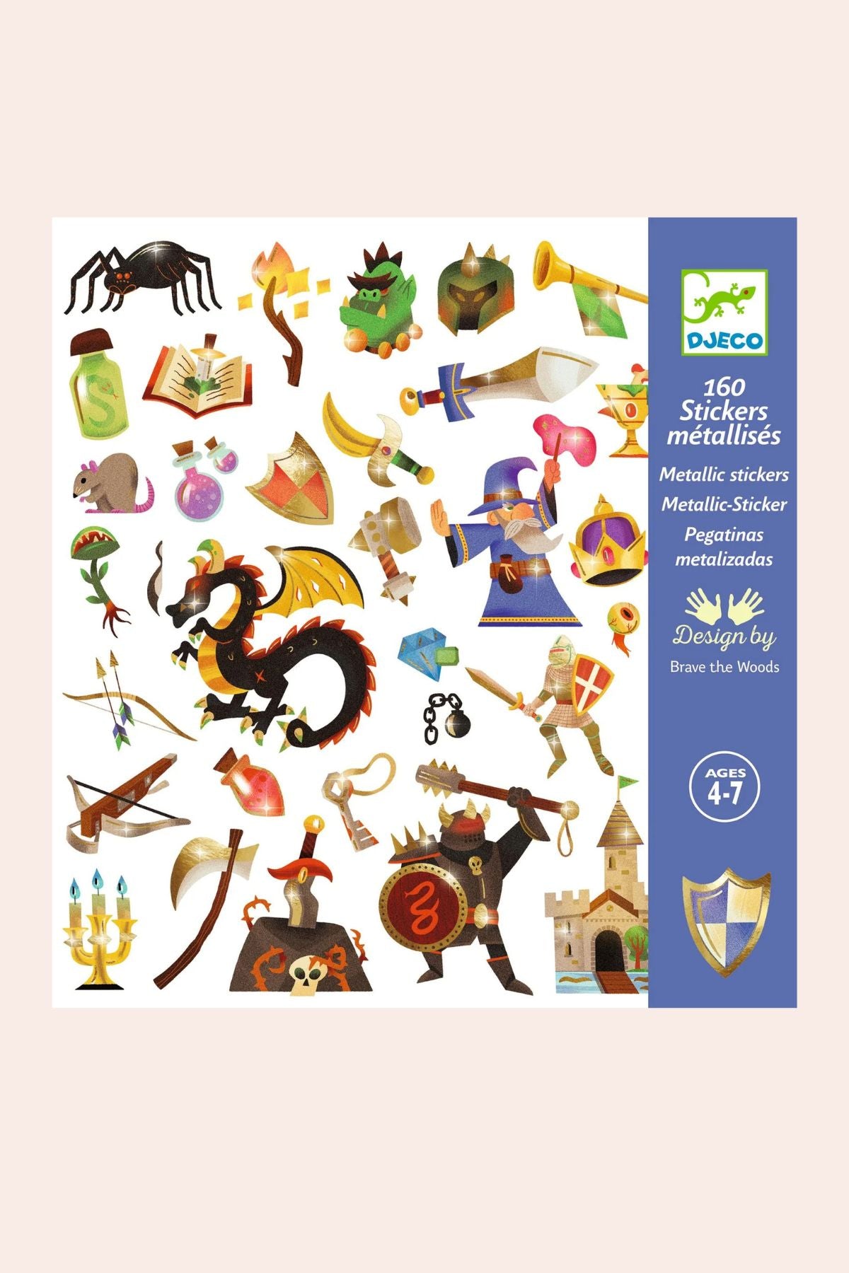 Djeco - 160 Stickers - Medieval Fantasy - Strawberries & Cream 
