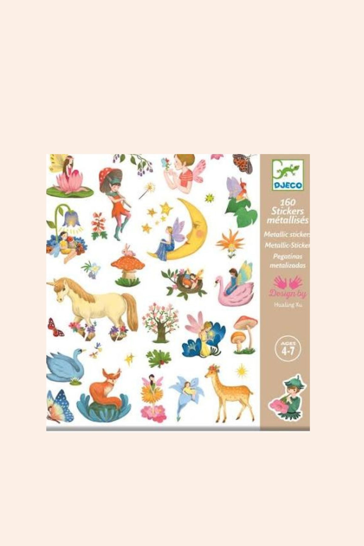 Djeco - 160 stickers - Metallic Fantasy - Strawberries & Cream 