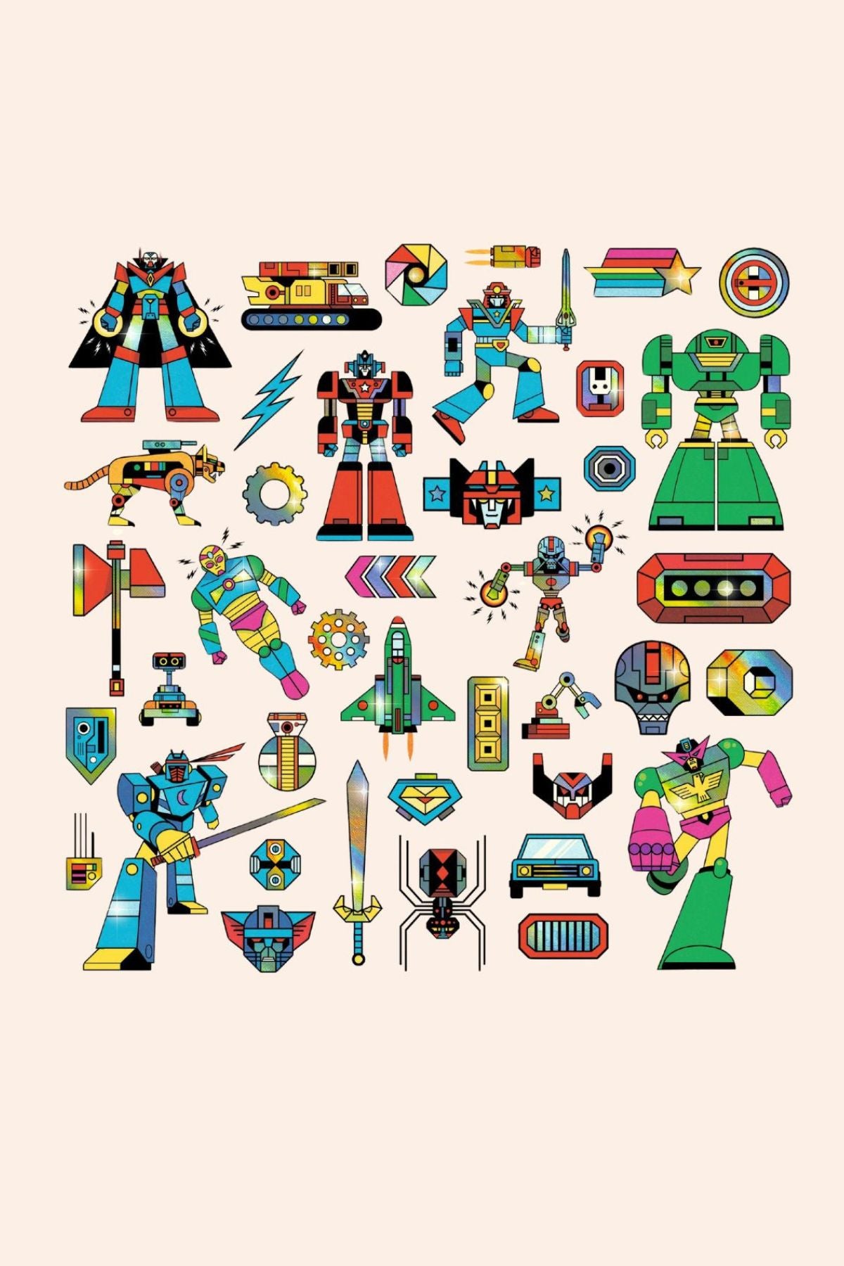 Djeco - 160 stickers - Metallic Robots - Strawberries & Cream  - Ingrid Lewis - Designer