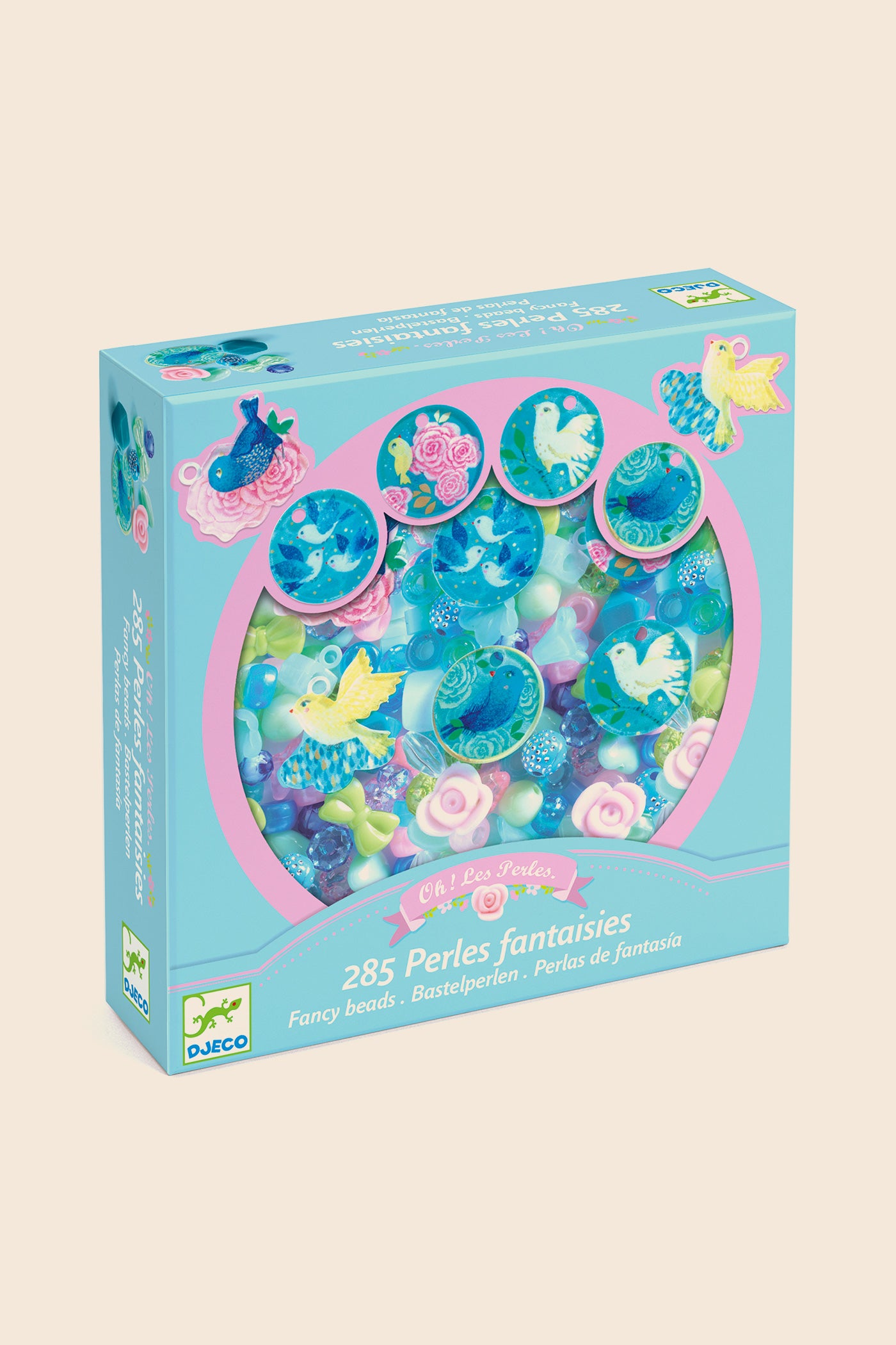 Djeco -  285 Fancy Beads. Birds - Strawberries & Cream 