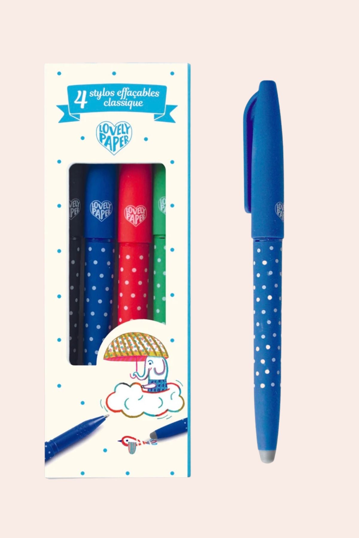 Djeco - 4 Classic Erasable Pens - Strawberries & Cream  - Ingrid Lewis - Designer