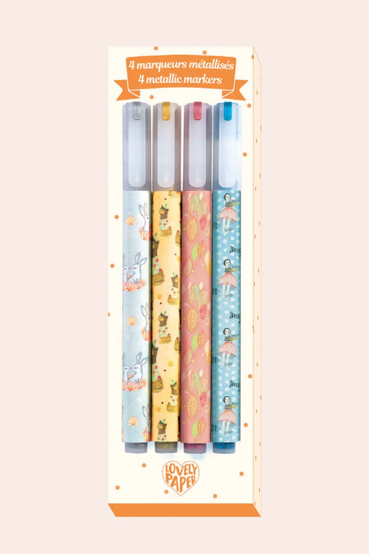 Djeco - 4 Metallic Markers - Elodie - Strawberries & Cream
