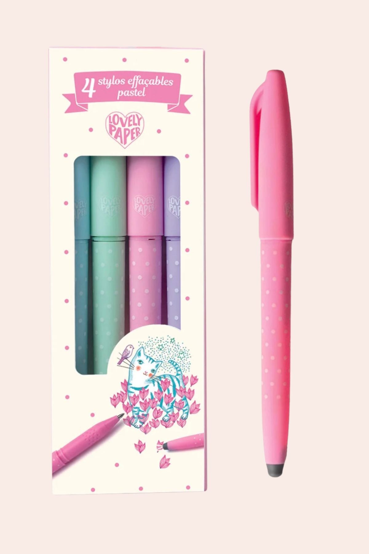 Djeco - 4 Pastel Erasable Pens - Strawberries & Cream 