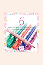 Djeco - 6 Glitter Markers - Sweet - Strawberries & Cream - Ingrid Lewis - Designer