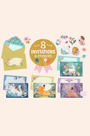 Djeco - 8 Invitations & Stickers - Strawberries & Cream - Ingrid Lewis