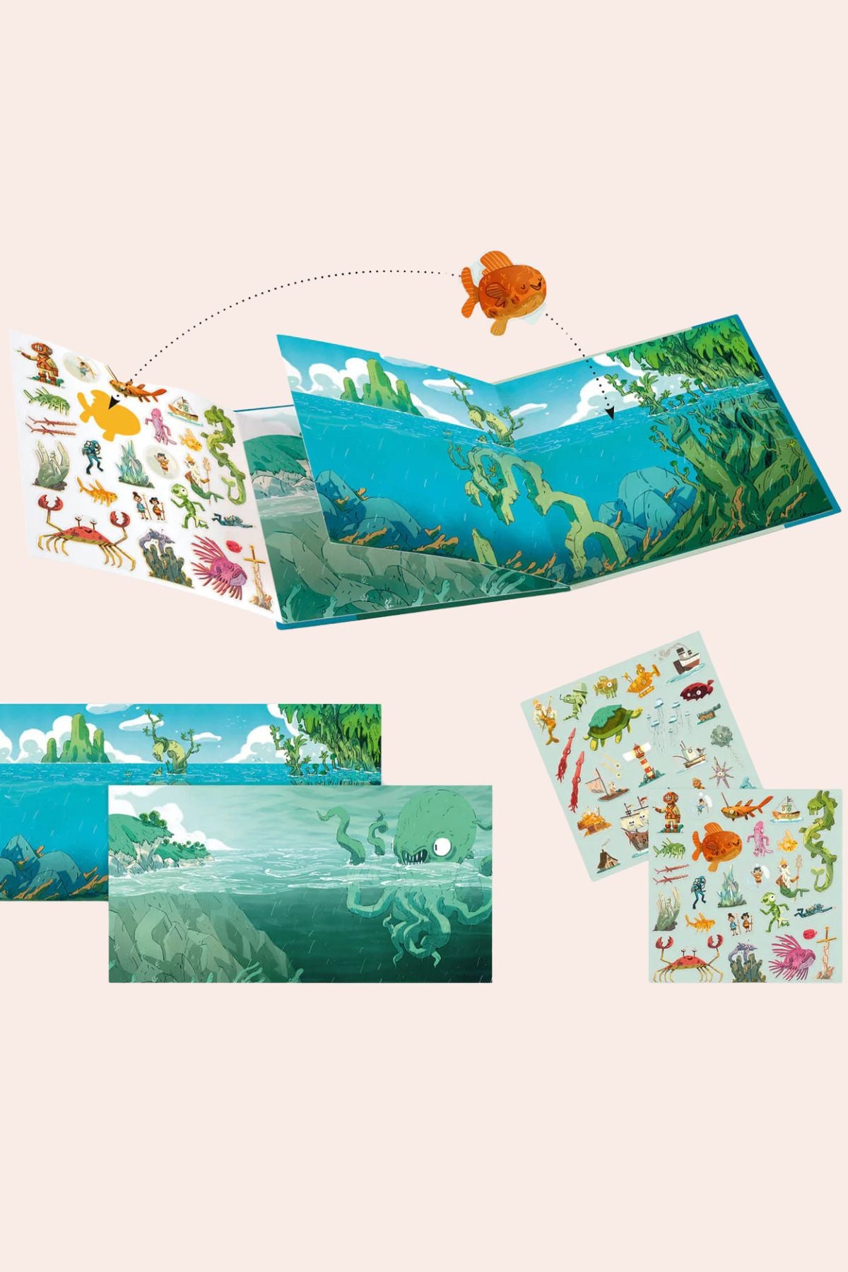 Djeco - Adventures at Sea - Sticker Story - Strawberries & Cream 