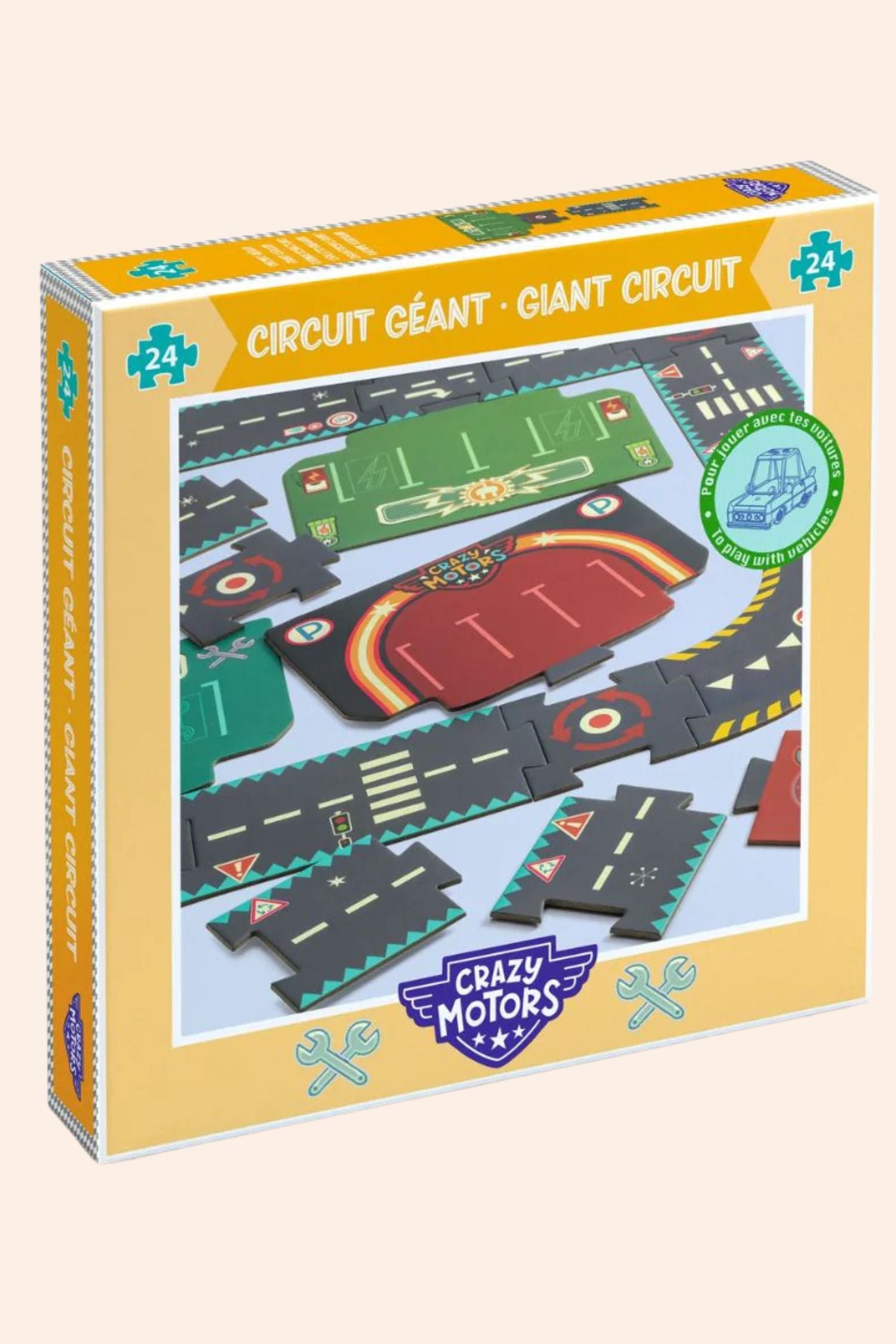 Djeco - Crazy Motors - City Circuit - 24PCS Giant Puzzle - Strawberries & Cream 