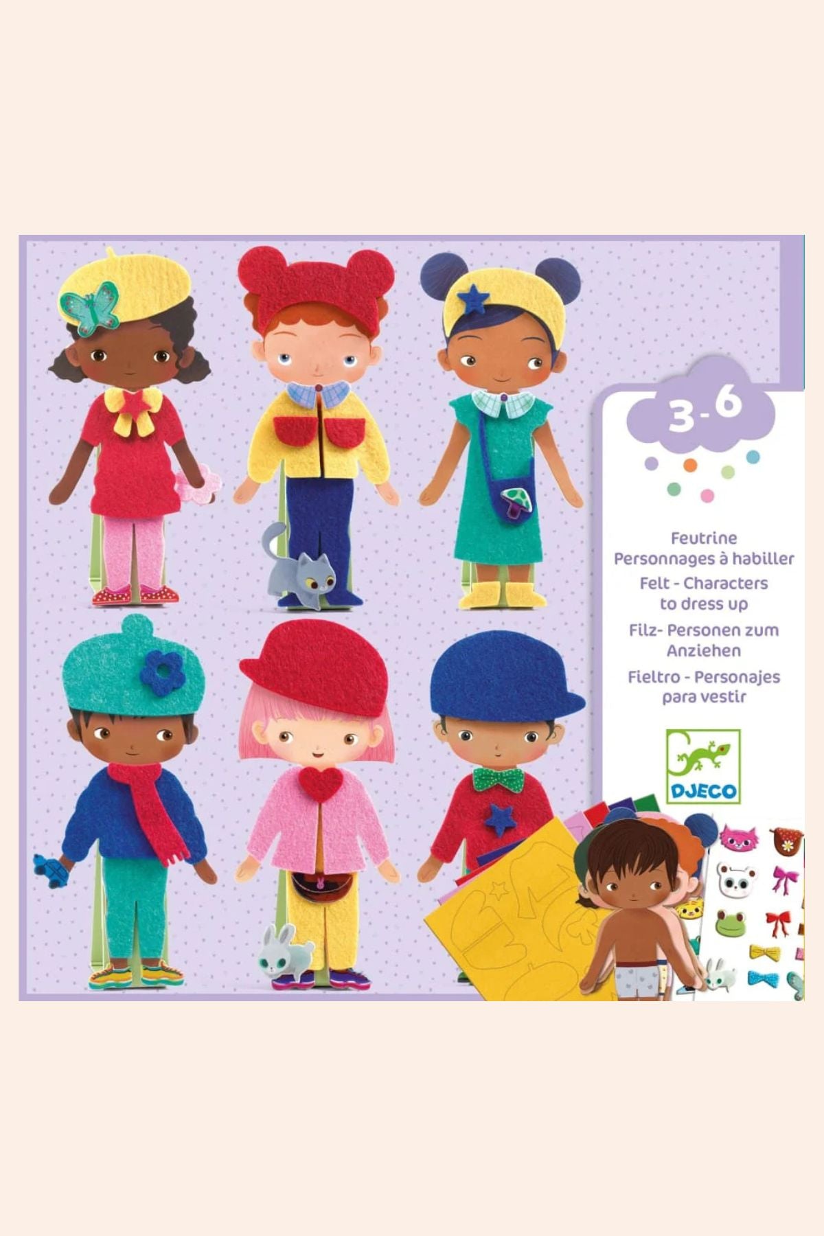 Djeco - Felt- Characters To Dress Up - Strawberries & Cream - Ingrid Lewis - Designer
Set of colourful dolls with accessories.