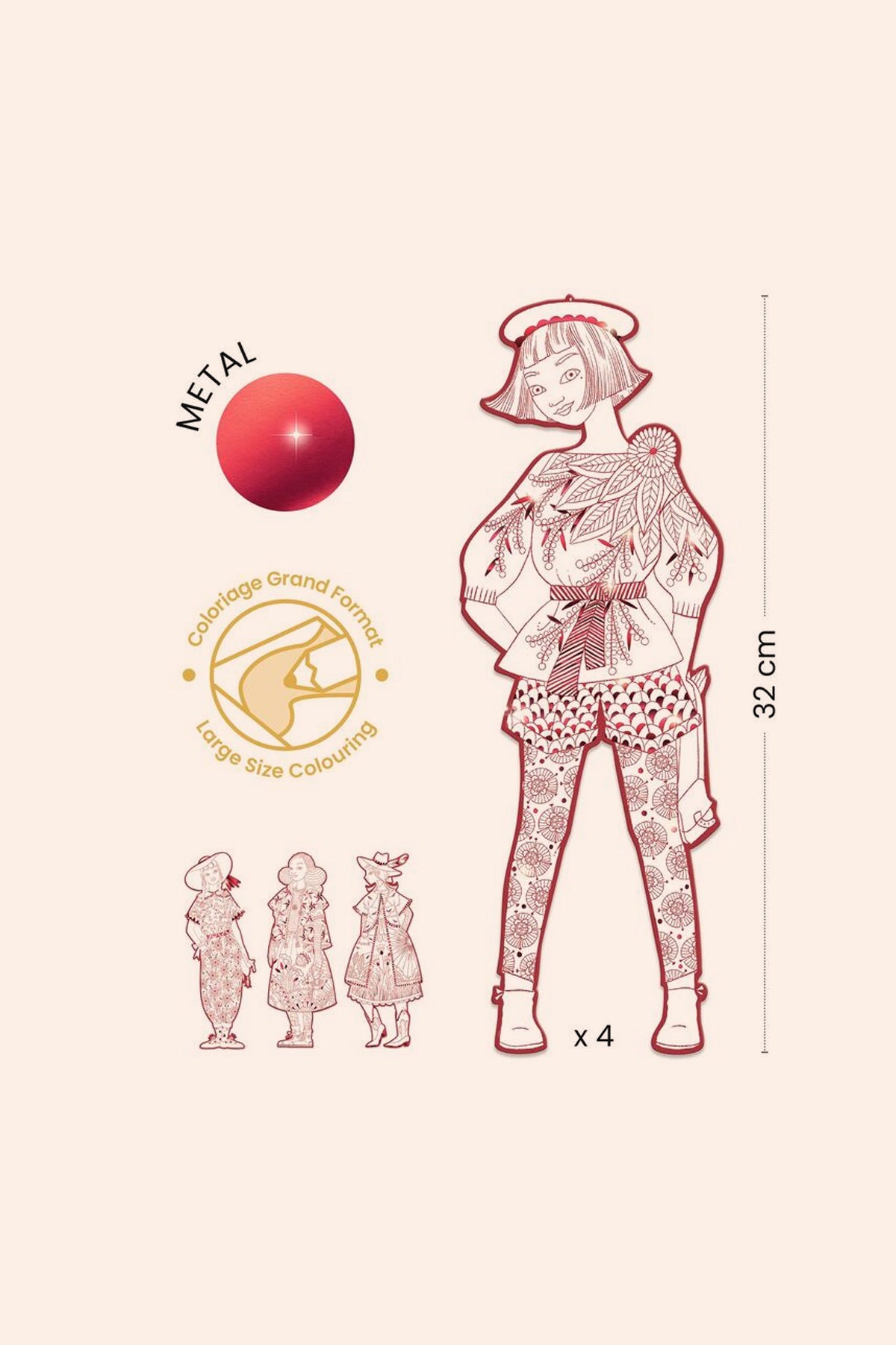 Djeco - Fiodor & Friends - Fashion Colouring - Les Demoiselles - Strawberries & Cream