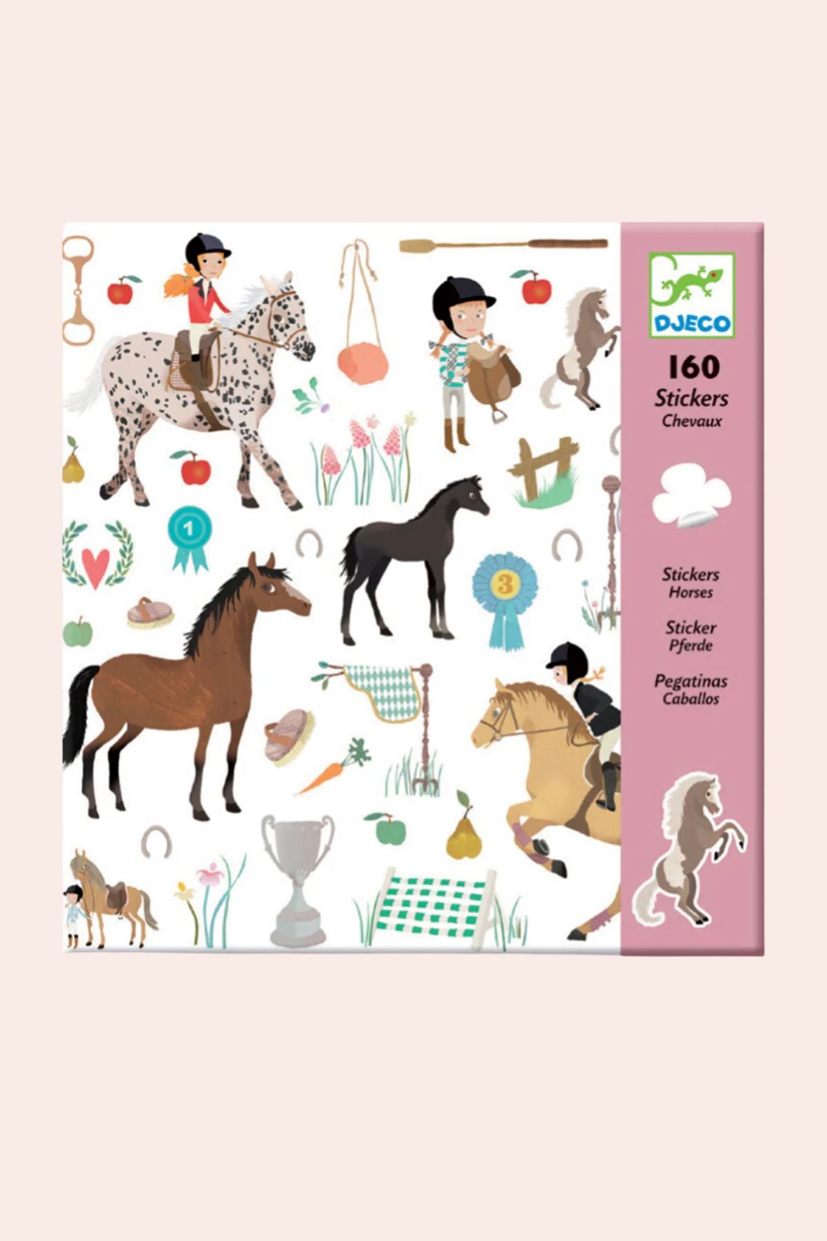  Djeco - Horses - 160 Stickers - Strawberries & Cream 
