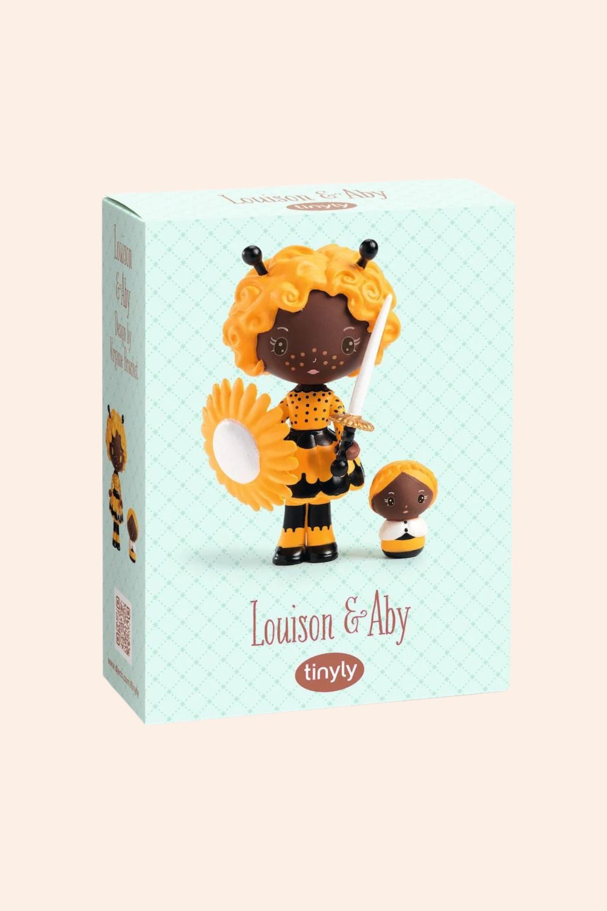 Djeco_-_Louison_Any_-_Tinyly_-_Strawberries_Cream_-Figurines_-_Collect_them_all_-_Dolls_-_Fun_for_all_-_Bumble_Bee_-_Collectable_-_Ingrid_Lewis_-_Designer 
Toy figure packaging with a bee-themed character