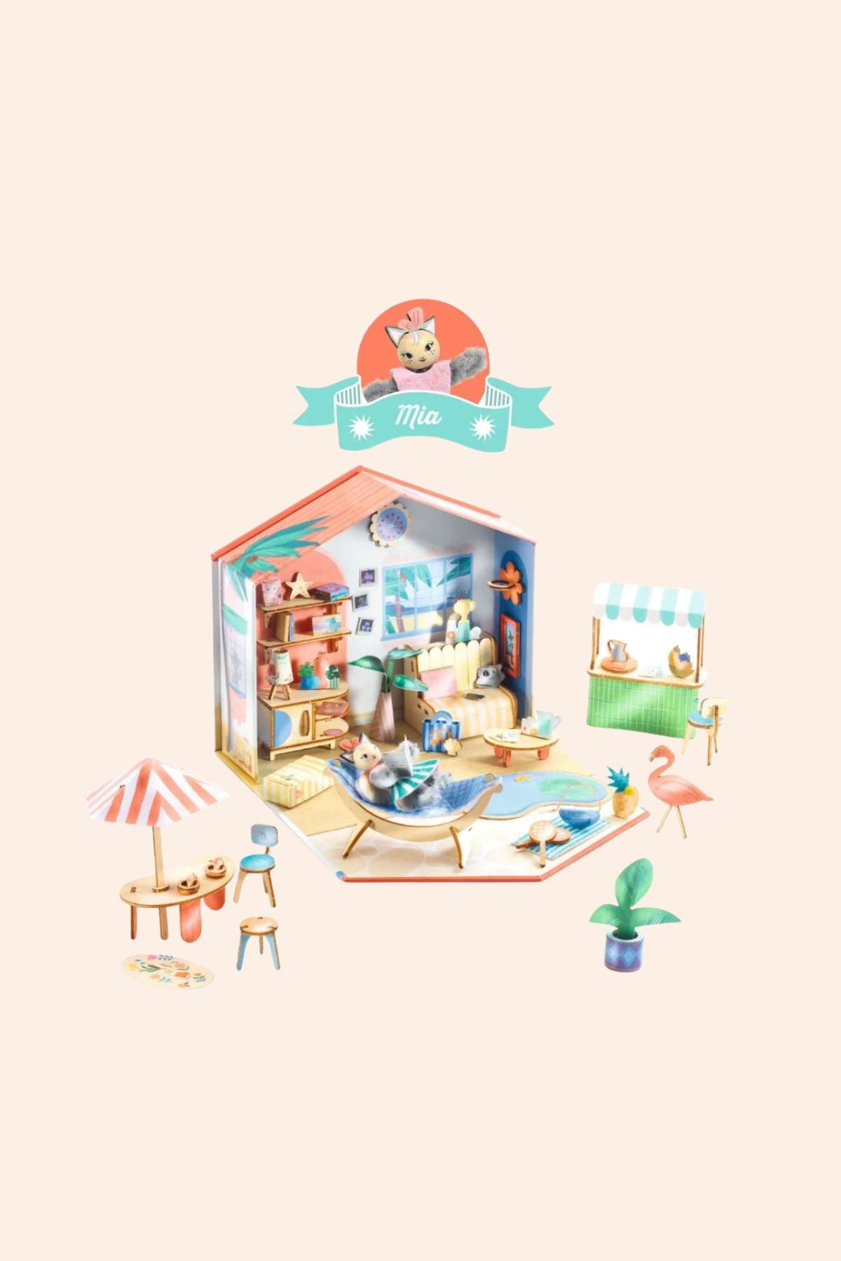 Djeco - Mi House - Mia - Strawberries & Cream - Ingrid Lewis - Designer
Miniature dollhouse with furniture 