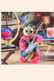 Djeco - Mi House - Stella - Strawberries & Cream - Ingrid Lewis - Designer. Colourful teddy bear playing a guitar in a playful setting