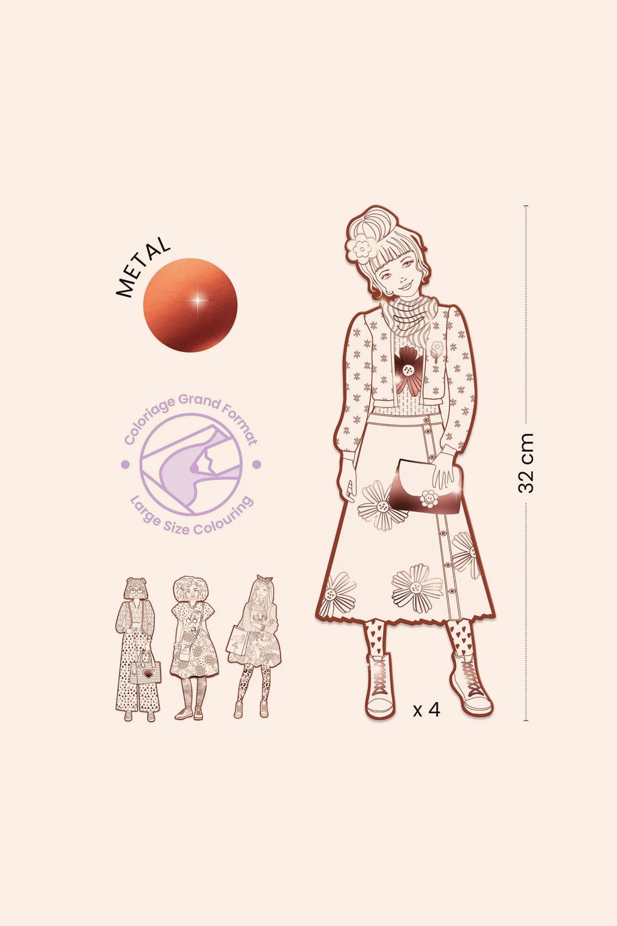Djeco - Nina & Friends - Fashion  Colouring - Les Demoiselles - Strawberries & Cream