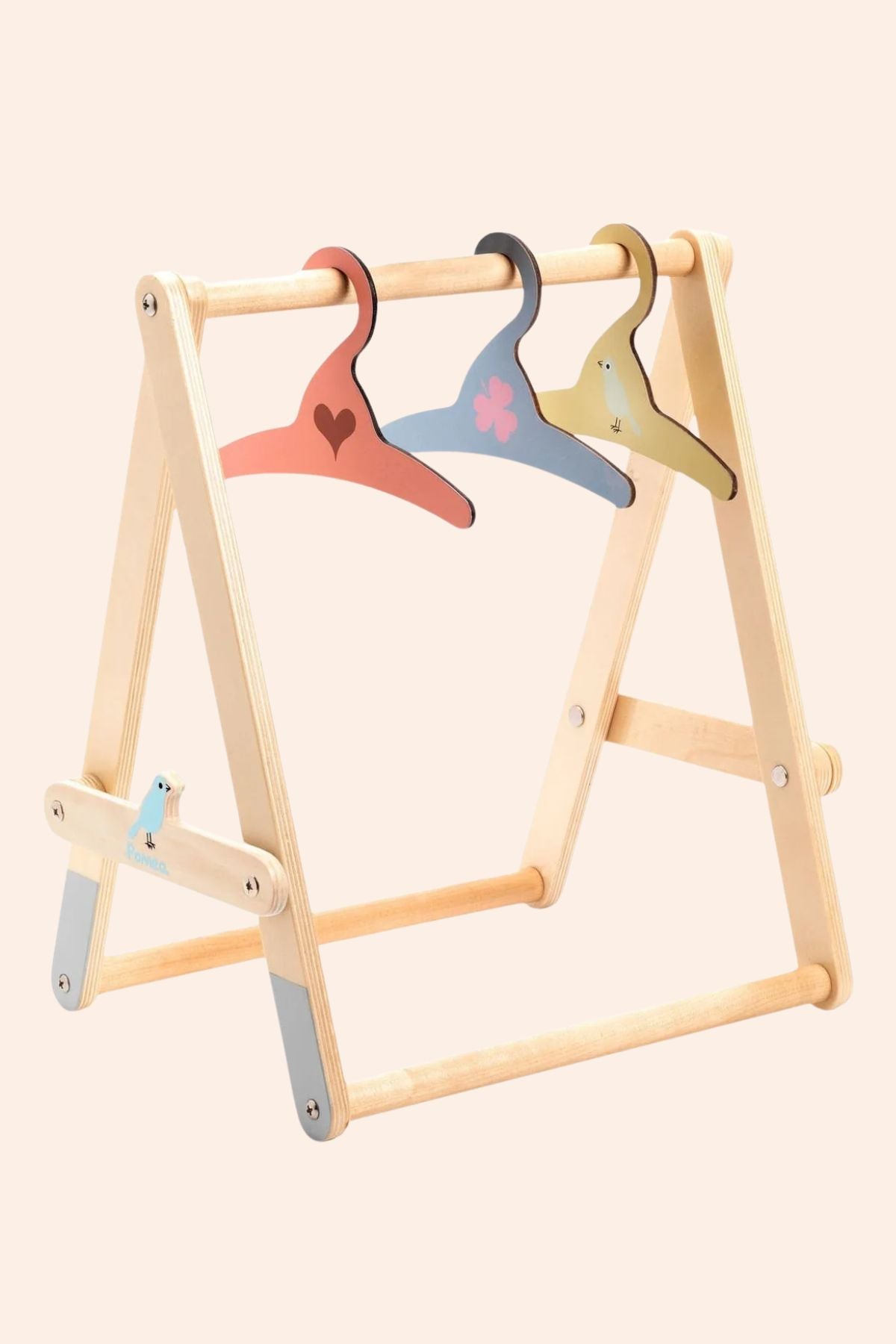 Djeco - Pomea - Large Clothes Rack with 3 Hangers - Strawberries & Cream 
Wooden toy dress-up frame with colorful hangers