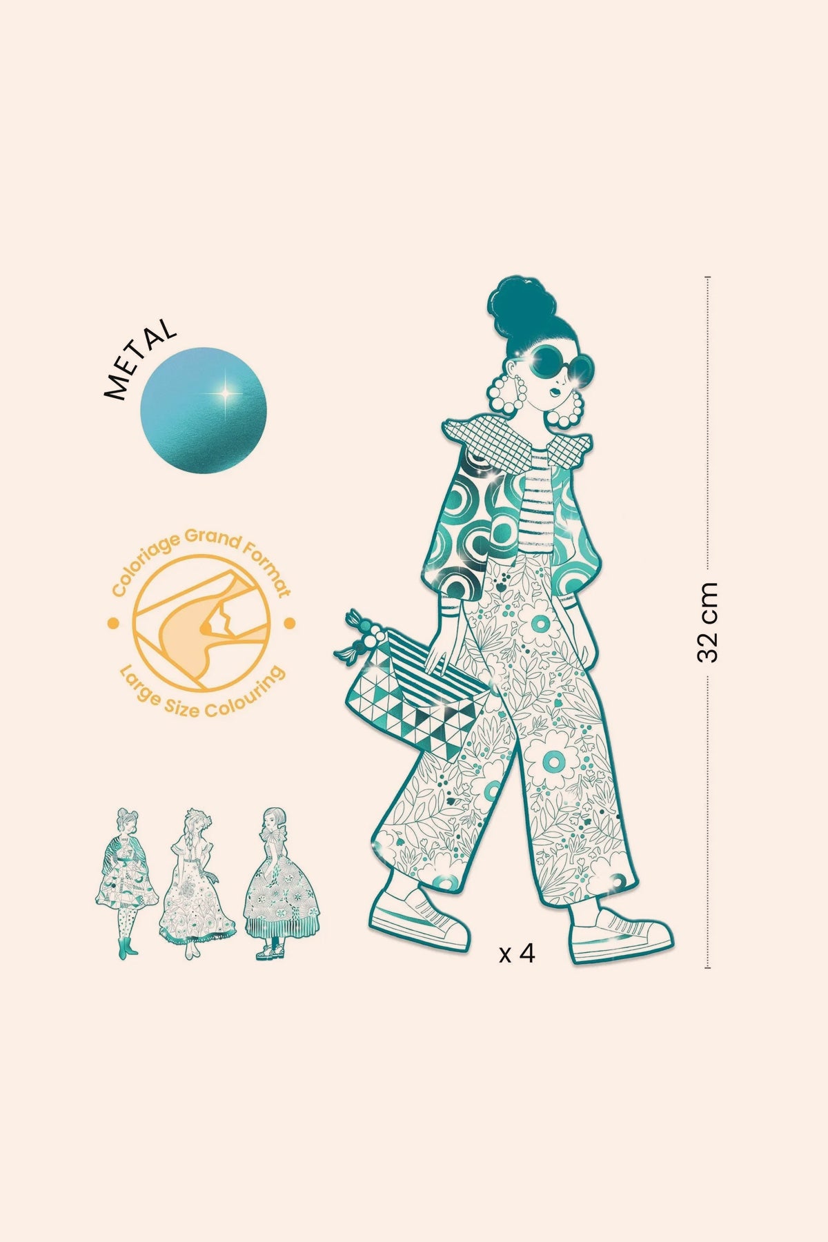Djeco - Rebekka and Friends - Fashion Colouring - Les Demoiselles - Strawberries & Cream