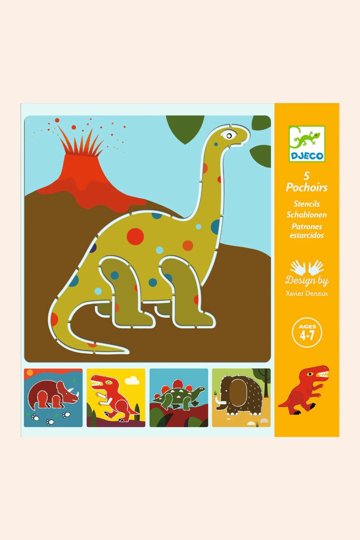 Djeco - Stencils - Dinosaurs - Strawberries & Cream - Ingrid Lewis - Designer