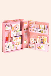 Djeco - Tinou Stationary Cabinet - Strawberries & Cream - Ingrid Lewis - Designer
 Pink stationery set with various items.