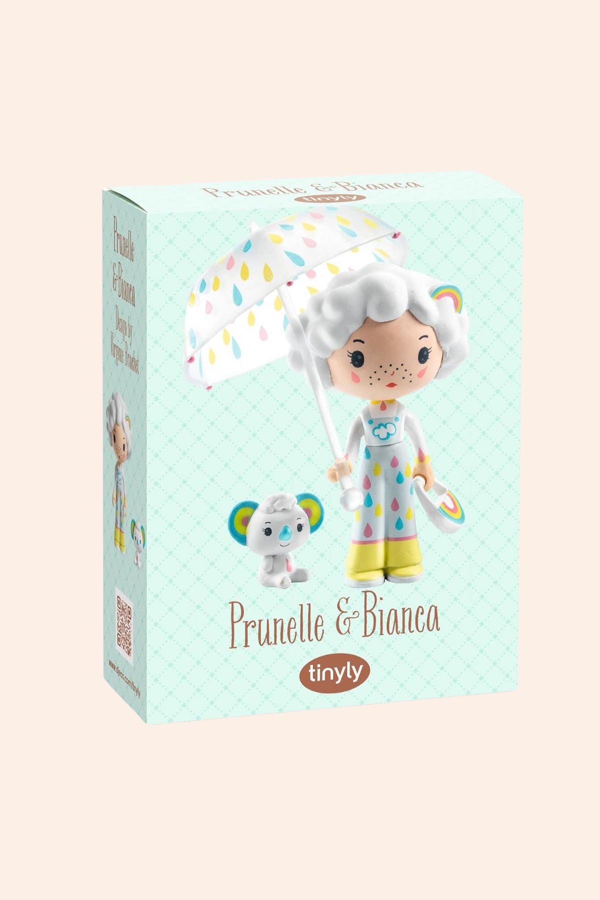 TDjeco - Tinyly - Prunelle & Bianca - Strawberries & Cream - Ingrid Lewis - Designer 
oy packaging featuring two characters named Prunelle and Bianca.