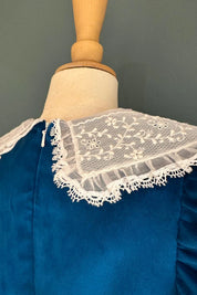 Ginger Queen Dress in Azure Velvet - Designed by Ingrid Lewis - Strawberries and Cream