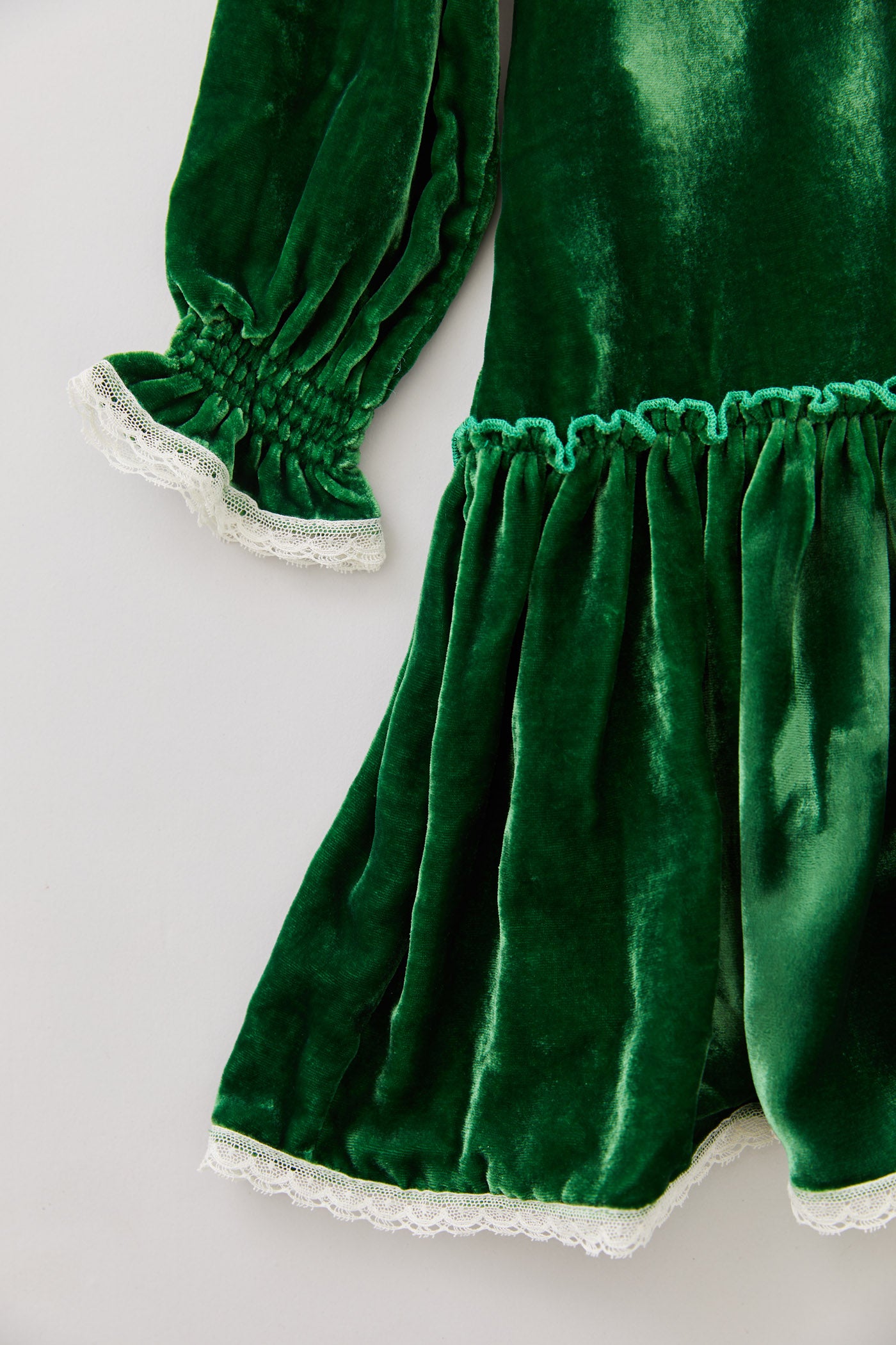 Ginger Dress Green Velvet - Occasional Party - Designed by Ingrid Lewis - Strawberries & Cream