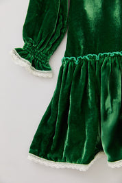 Ginger Dress Green Velvet - Occasional Party - Designed by Ingrid Lewis - Strawberries & Cream