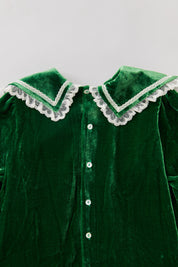 Ginger Dress Green Velvet - Occasional Party - Designed by Ingrid Lewis - Strawberries & Cream