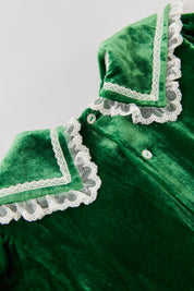 Ginger Dress Green Velvet - Occasional Party - Designed by Ingrid Lewis - Strawberries & Cream
