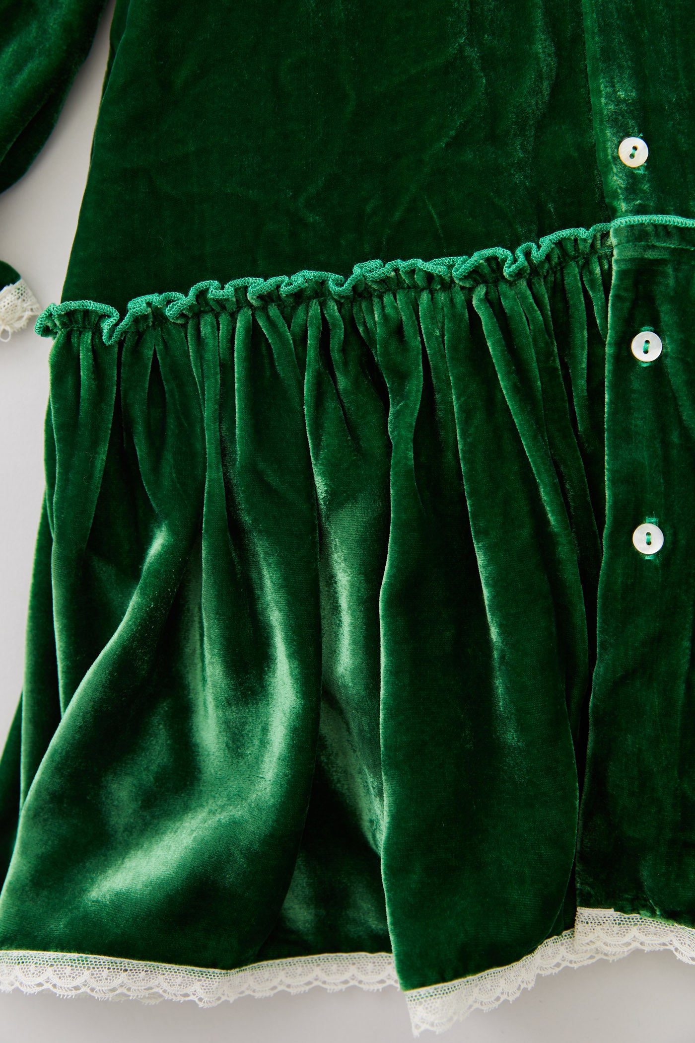Ginger Dress Green Velvet - Occasional Party - Designed by Ingrid Lewis - Strawberries & Cream