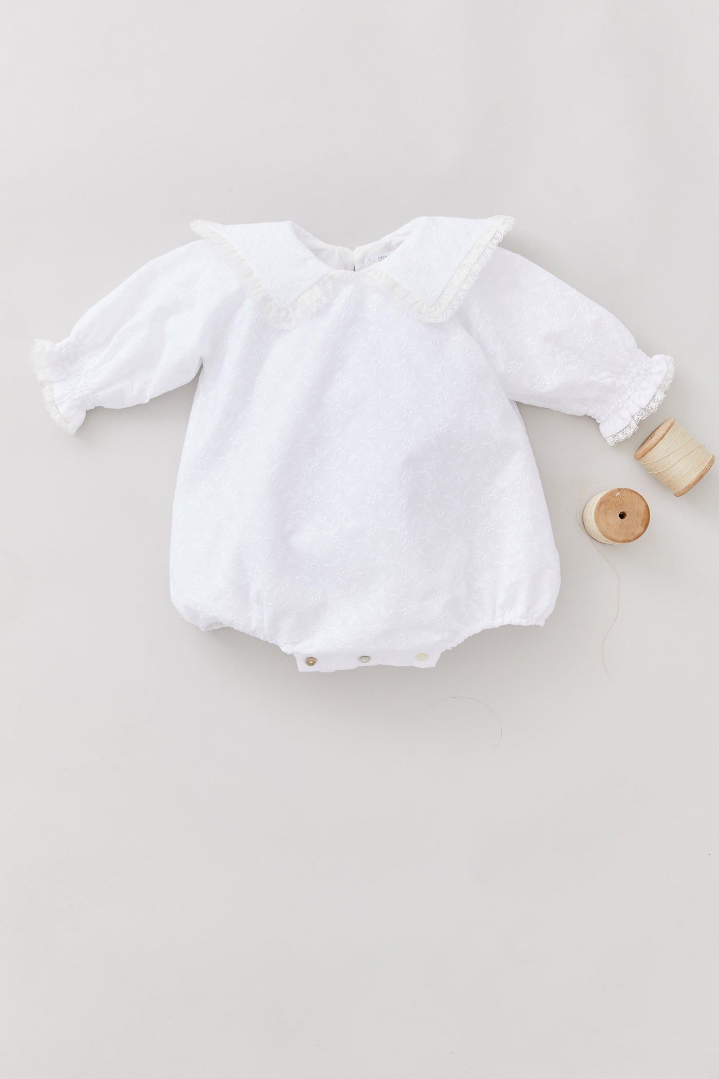 Ginger Romper In Broderie White - Designed by Ingrid Lewis - Strawberries & Cream